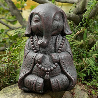 Figurine de moules de statue de bouddha méditant à l'aspect bronze antique, sculpture de moules de bouddha de jardin zen