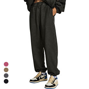 Pantalones de hombre de moda de alta calidad al por mayor logotipo personalizado 450g tubo recto grueso más forro polar color sólido deportes sueltos Casuales - Product Image 1