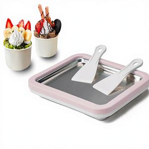 Machine à glaces roulées JoyMech, machine à glaces roulées manuelle en acier inoxydable, 15 onces liquides, rose clair, pour les glaces molles et les slushies - Product Image 1