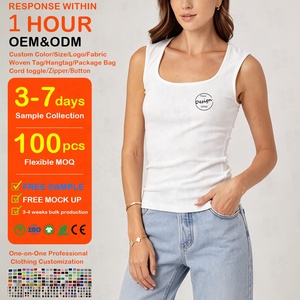 เสื้อกล้ามผู้หญิงสีขาวคุณภาพสูงแฟชั่นขายส่งพร้อมโลโก้สั่งทำจากโรงงาน ผลิตจากผ้าฝ้าย 100% เสื้อกล้ามผ้าฝ้ายสีพื้นสำหรับผู้หญิง - Product Image 1
