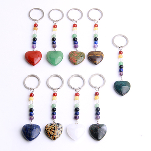 Bán Buôn Tinh Thể Tự Nhiên Trái Tim Đá Quý <span class=keywords><strong>Keychain</strong></span> 7 Chakra Chữa Bệnh Rose Quartz Đá Key Quyến Rũ Quà Tặng - Product Image 4