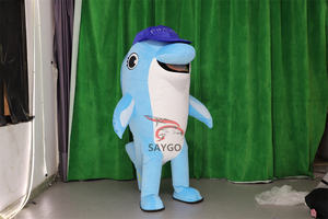 Costume de mascotte de <span class=keywords><strong>dauphin</strong></span> d'anime de mer pour adultes 2m 2.6m Costume de mascotte de pingouin de <span class=keywords><strong>dauphin</strong></span> bleu gonflable vêtements pour annoncer - Product Image 5