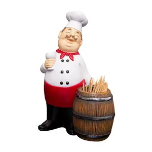 Family table furnishing articles, creative chef sculpture toothpick box, kitchen decorations resin Chef statue