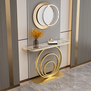 Mesa <span class=keywords><strong>Consola</strong></span> de Hierro Moderna y Elegante con Estante Circular para Decoración de Entrada de Casa, Hecho en China - Product Image 2