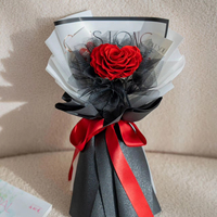 Bouquet de rose éternelle unique avec ours - Coffret cadeau romantique pour la Saint-Valentin et la remise des diplômes