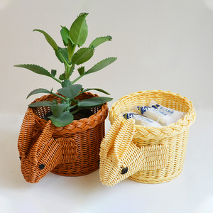 Sac à main de loisirs fait main personnalisé panier en rotin en plastique en forme d'éléphant d'animaux pour la décoration de stockage - Product Image 3