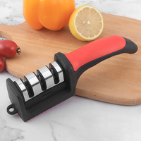Accessoires de cuisine 3 en 1, couteau manuel à 3 étages multi-tâches en acier Wolfram, aiguiseur en céramique avec poignée