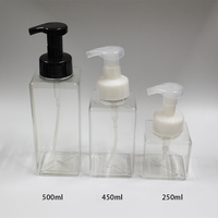 Bouteille distributrice carrée en mousse pour lavage des mains, 250 ml, 450 ml, 500 ml, en plastique PET, pour shampoing et gel douche, vente en gros sur mesure