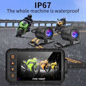 Perekam Berkendara Sepeda Motor Tahan Air Layar Depan 3 Inci Kamera Sepeda Motor Saluran Ganda Perekam Video Loop Penglihatan Malam Hitam - Product Image 4