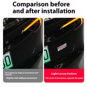 Autocollants de carrosserie pour <span class=keywords><strong>Tesla</strong></span> Model 3/Y, <span class=keywords><strong>logo</strong></span> de queue en vinyle réutilisable à haute performance, motif à carreaux, colle - Product Image 2