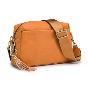 Triple fermeture éclair petit sac à bandoulière pour femmes large sangle téléphone portable sac à main épaule sac à main portefeuille avec fentes pour cartes de crédit