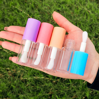 Tubes de rouge à lèvres roses, contenants vides pour gloss avec grande brosse, tubes de gloss personnalisables avec logo, tubes de gloss blancs et noirs