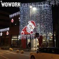 WOWORK venta al por mayor Navidad 3D 2D LED calle motivo luz personalizado pingüino forma fotografía telón de fondo para Centro Comercial tienda