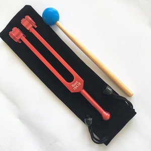 Root tuning fork, 194.18mm deep, handle with metal ball, includes cloth cover and tuning hammer. - Product Image 1