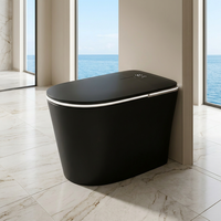 WC intelligent en céramique noir mat minimaliste, à poser au sol, avec chasse d'eau à siphon, pour salle de bain de villa de luxe