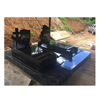 Stèles funéraires en granit noir du Zimbabwe, design croix, pierre tombale