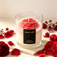 Bougie en cire de soja en vrac, parfumée à la rose, avec dégradé de couleurs, personnalisable OEM, pour mariage, cadeau de la Saint-Valentin