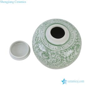 RYVM45-A Vente en gros de pots à thé en céramique chinoiserie <span class=keywords><strong>vert</strong></span> et blanc à motifs floraux complets, <span class=keywords><strong>vase</strong></span> - Product Image 6