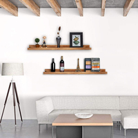 Étagères murales en bois à double niveau, style rustique, robustes et durables, grande capacité pour l'organisation des épices et des livres dans la salle de bain