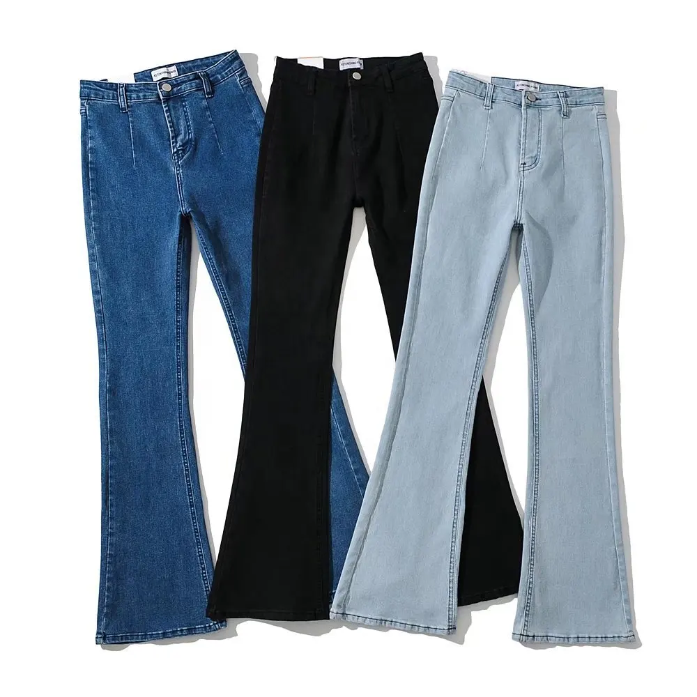 Washed Slim Loose Jeans Flared Trousers 2023 New European and American Women's Fashion Spring Streetwear Softener High Waist