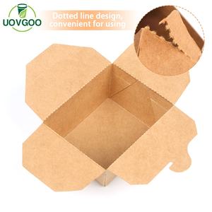 Caja de embalaje de alimentos para microondas de papel Kraft blanco biodegradable personalizado, juego de contenedores de almacenamiento de embalaje de comida rápida para llevar con tapas - Product Image 3