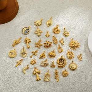 18 Ayar Altın Kaplama Zincir Doğum Taşı Kolye Kadın Moda Takı Yıldız Ay Güneş Nazar Boncuğu DIY Çıkarılabilir Charm Kolye Uçları - Product Image 4