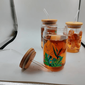 <span class=keywords><strong>Prix</strong></span> usine 750ml 850ml Bouteille de jus de café en verre transparent avec couvercle en bambou et paille - Product Image 5