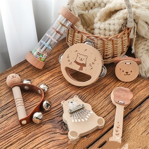 Juego de Instrumentos Musicales de Madera con Forma de Oso, Xilófono, Sonajero, Campana, Tambor, Juguete de Percusión para la Educación Temprana de Niños - Product Image 2