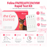 Kit de test rapide combiné vétérinaire FIV FeLV FCoV HW pour anticorps de la maladie de la coquilleuse et du coronavirus félin, en une étape, pour cliniques vétérinaires