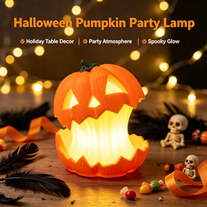 Linterna de Calabaza Mordida Impresa en 3D, Luz Nocturna LED de PLA, Decoración de Mesa para Halloween, Regalo Espeluznante para Fiestas - Product Image 1