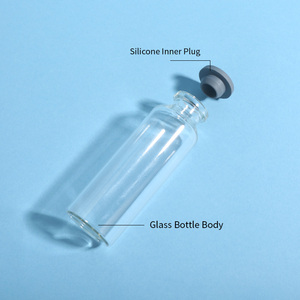 Logo personalizzato 10ml 20ml <span class=keywords><strong>30ml</strong></span> trasparente borosilicato piccola fiala di vetro rotondo piatto vuoto bottiglie di vetro con tappo di gomma - Product Image 2