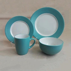 Juego de cena a granel barato, gres 16 piezas Juego de cena con borde de color, compras - Product Image 3