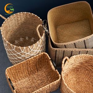 Panier en jacinthe d'eau écologique, vente en gros, paniers décoratifs faits à la main, légers et durables - Product Image 6