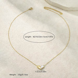 Joyería de moda para mujer, collar con colgante geométrico de concha en forma de corazón de PVD chapado en oro de 18 quilates de acero inoxidable, múltiples estilos - Product Image 4