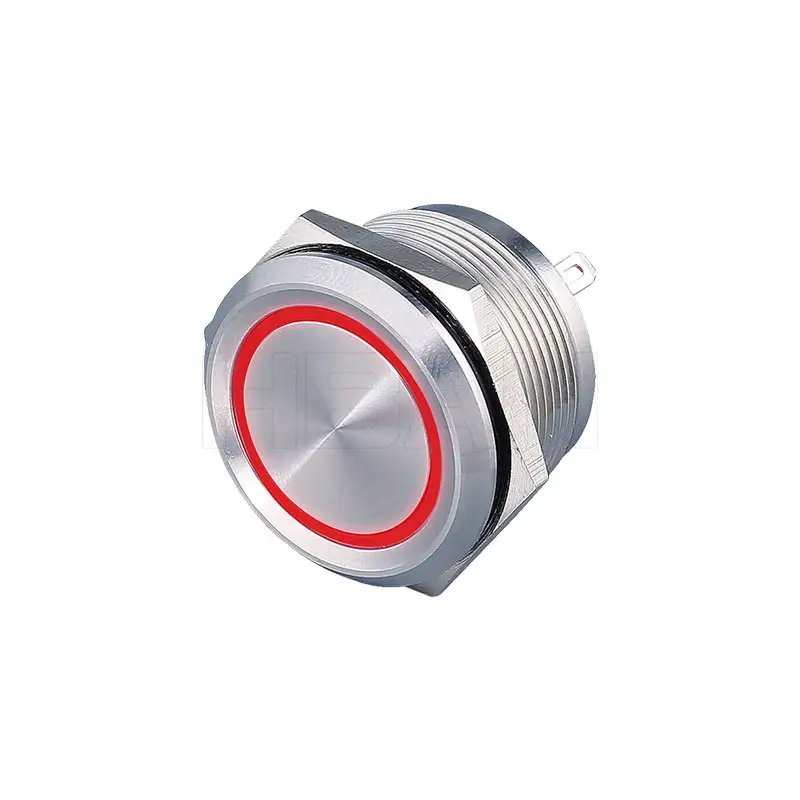 Ultra ince 25mm ip67 1no1nc pin terminali kırmızı halka led 12 volt anlık push button mikro anahtarı