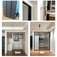 Porte coulissante à fermeture douce Aomeja, minimaliste, en aluminium, avec rail dissimulé, isolation acoustique, porte en verre pour villa, gain de place