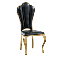 Chaises de banquet élégantes et modernes en forme de fleur, dossier haut, accent pour événements, similicuir, pieds en acier inoxydable doré, sans accoudoirs, chaises de salle à manger