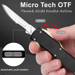 Couteau utilitaire chirurgical rétractable à double action, format micro, pour petites commandes en gros, type OTF, avec bouton poussoir, pour la poche - Product Image 2