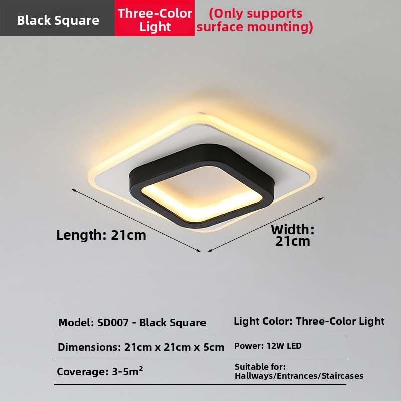 Black - Oblique Square 21CM [Three-Color Light]