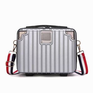 Direct Factory Wholesale New 14-Inch Portable Cosmetic Case Open Closure Cartoon Shoulder Strap Hand-Held Small Hanging <b>Suitcase</b> - Product Image 1