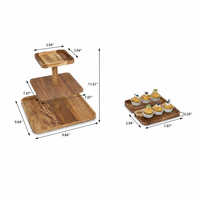 Support à dessert carré en bois d'acacia naturel fait main moderne pour hôtel, banquet, décoration de salon
