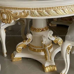 Bộ bàn ăn và ghế gỗ hình chữ nhật 8 chỗ ngồi, kiểu cổ điển châu Âu sang trọng - Product Image 6