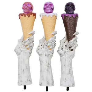 OEM Halloween bar decor accessories keg faucet pull knob skull ice cream in skeleton hand resin personalized beer tap handle