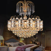 Lustre en cristal et fer doré de luxe européen moderne pour petit salon avec télécommande, vente en gros d'usine, luminaires suspendus