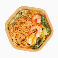 Boîte à salade carrée/rectangulaire en papier kraft biodégradable jetable, boîte à nouilles, boîte à pâtes, boîte d'emballage alimentaire, boîte à gâteau, dessert, déjeuner