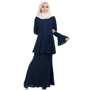 Moderne Mode Islamitische Kleding Hotest Nieuwste Abaya Ontwerpen Elegant Maleisië Mode Baju Kurung