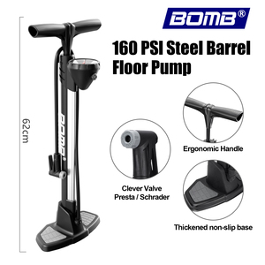 Pompe à vélo BOMO 160 PSI haute pression avec manomètre, valve double Schrader Presta, base pour VTT - Product Image 5