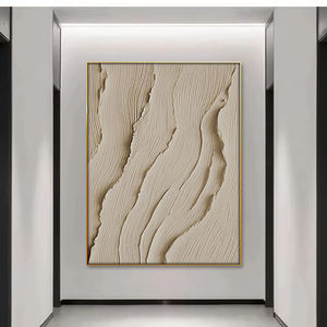 Grande Toile Épaisse Fait Main 3D Simple Beige Texture <span class=keywords><strong>Vague</strong></span> Océan Texture Peinture à l'Huile Art Mural Moderne - Product Image 6