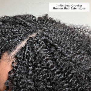 <span class=keywords><strong>Extensiones</strong></span> <span class=keywords><strong>de</strong></span> Cabello Humano <span class=keywords><strong>con</strong></span> Trenzas <span class=keywords><strong>de</strong></span> Crochet, Fáciles <span class=keywords><strong>de</strong></span> Instalar y Retirar, 100% Cabello Humano Rizado, Ajusta el Volumen del Cabello Libremente - Product Image 5