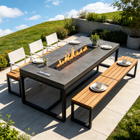 Table de foyer extérieur au gaz de grande taille pour terrasse, idéale pour les projets de loisirs extérieurs des complexes hôteliers et clubs